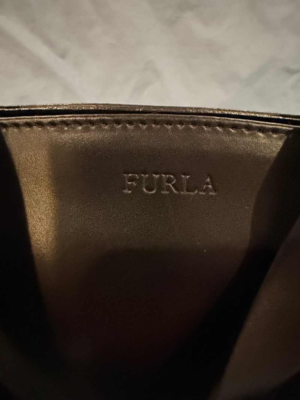 Furla Black Leather Handbag Zippered Center - Picture 2 of 6